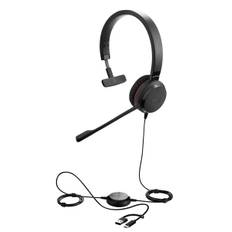 Jabra Evolve 30 Microsoft Teams Certified Monocord Headset with Call Control Noise Canceling LED Indicator Sound Quality II, Unit, Microphone, -
