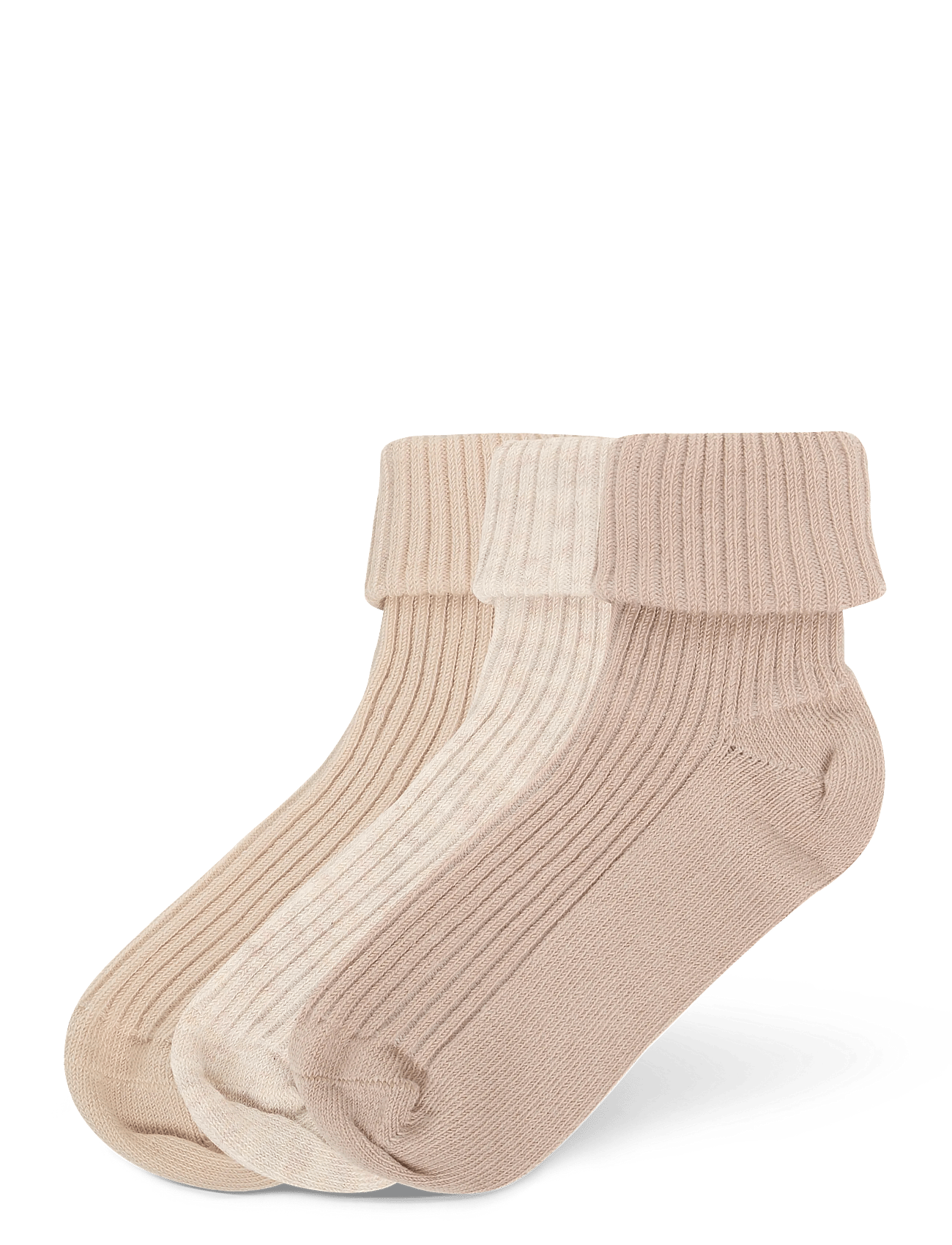 Minymo Baby 2X2 Rib Sock (3-Pack) - Beige - 11\14