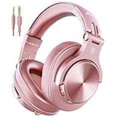 OneOdio Bluetooth-hörlurar Over Ear, 72 timmar HiFi stereohörlurar trådlösa, trådlösa hörlurar med 6,35 mm och 3,5 mm uttag för Studio DJ mobiltelefon PC AMP – roséguld