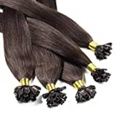 hair2heart Bonding Extensions äkta hår slätt 6/3 mörkblond guld – 25 slingor 0,5 g 50 cm, äkta hårförlängningar för långvarig hårförlängning