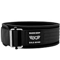 WARM BODY COLD MIND Quick Lock Cross Exercise Belt Weightlifting Belt Bodybuilding Weightlifting Gym Back Belt Squat - Power Lifting Belt for Men and Women (Svart, XL)