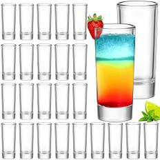 SuproBarware Shotglasset - 60 ml Höga Shotglas, Set Med 24 Genomskinliga Spritglas, Tung Bas, Rund Rock Shot-Glas, Storpack Återanvändbara för Vodka, Cocktaillikörer, Tequila, Party