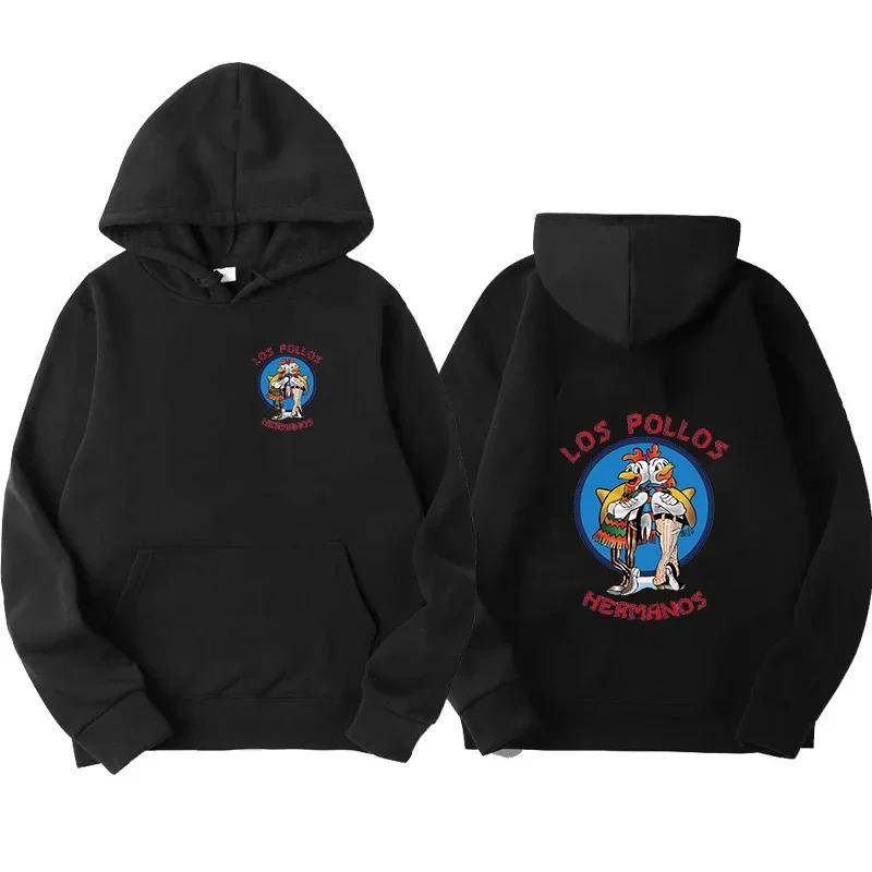 Höst/Vinter Breaking Bad Hoodie Los Pollos Hermanos Kycklingbröder Tryckt Herr-/Dammode Casual Sportkläder cm white