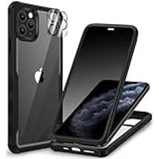 CENHUFO insynsskydd skal för iPhone 11 Pro, med inbyggd integritet glas, skärmskydd och kameraskydd, 360 graders mobiltelefonfodral stötsäkert pansarfodral anti-spy cover case – svart