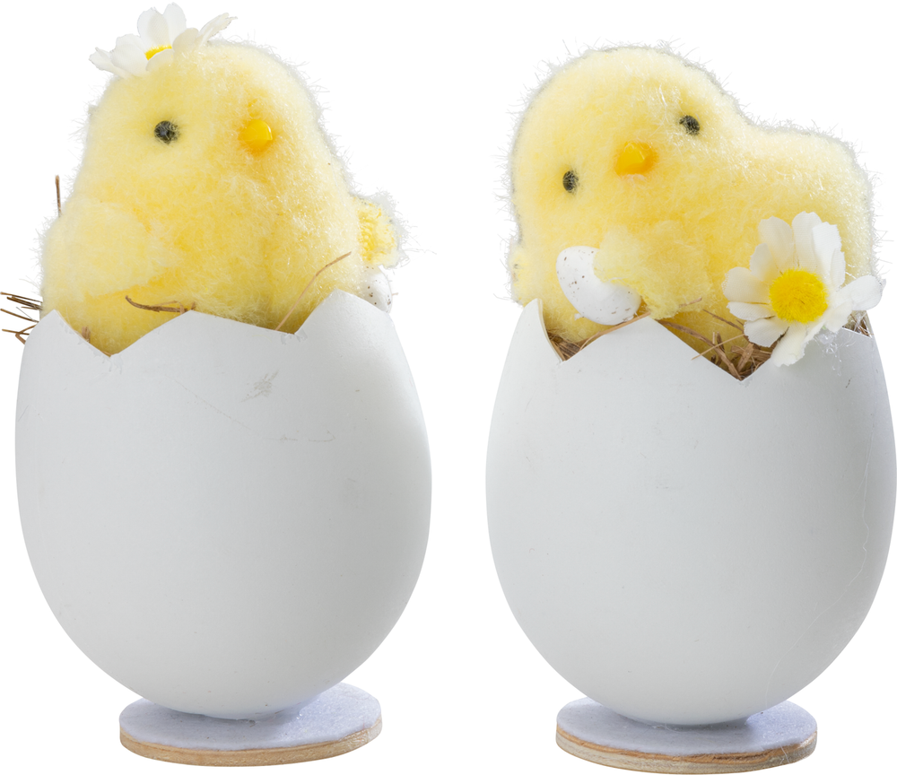Påskkyckling äggskal H. 10 cm 2-pack
