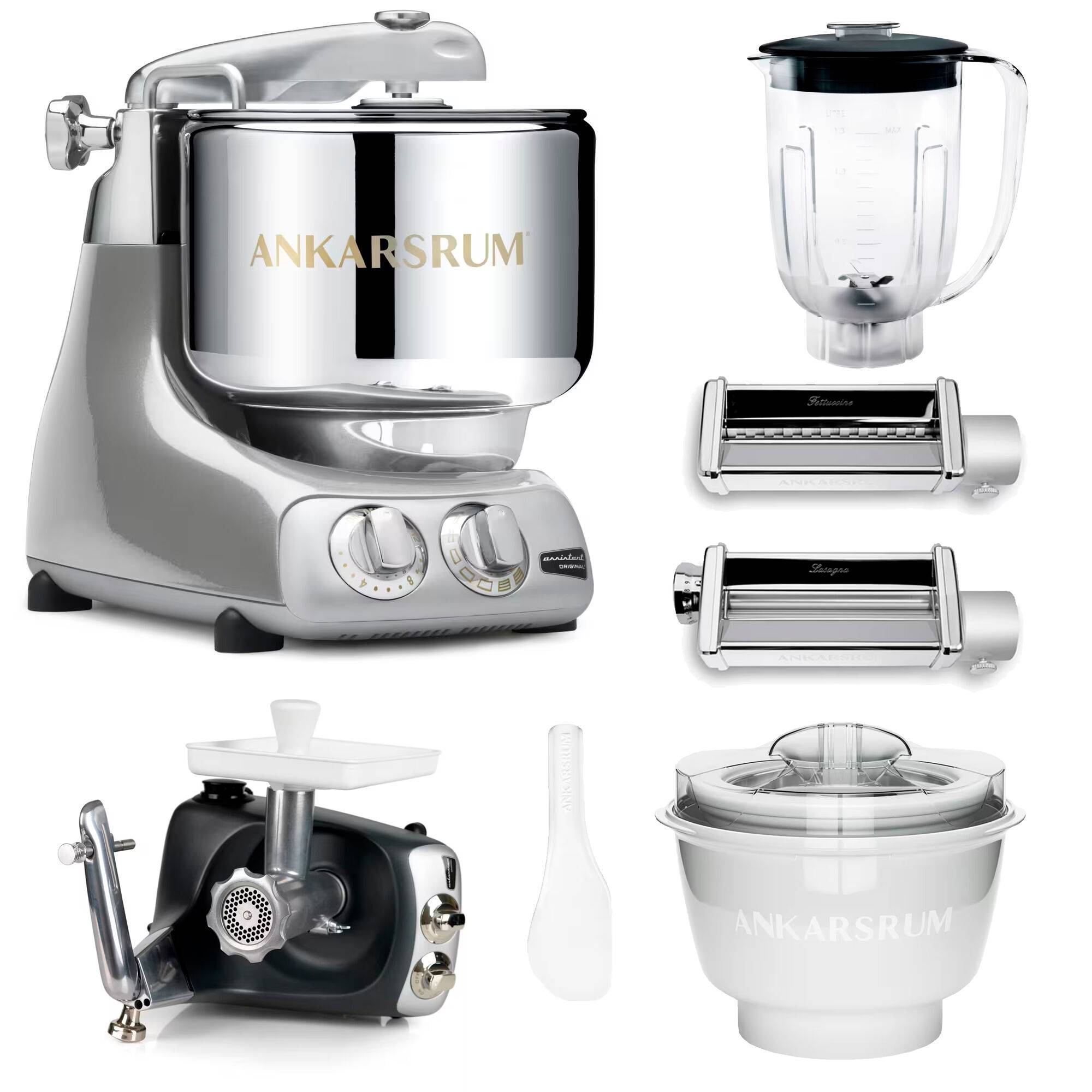 Ankarsrum Assistent Original köksassistent med middagspaket, jubilee silver - Jubilee silver