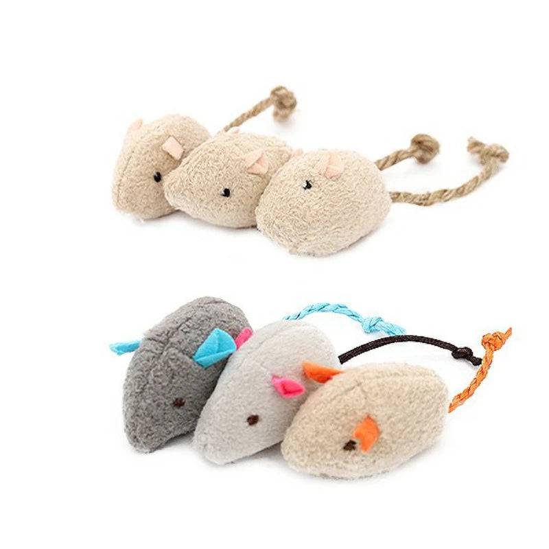 Catnip Mouse Toys with Rattle - Random Color / 3 Pcs (3 Pcs)