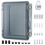 Vattentät kopplingsdosa IP65, ytmonterad fördelningsbox, ABS kabelanslutningsbox för att skydda grenuttag, transparent kopplingsskåp utomhus med väggmonteringstillbehör och lås, 230 x 165 x 120 mm