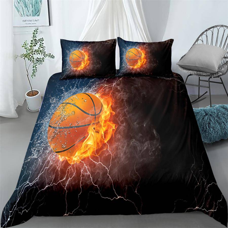 Kasta Basketboll 3d Sängkläder Set King Queen Dubbel Full Twin Enkel Storlek Påslakan Örngott Sänglinneset EU single(135x200cm)