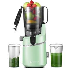 AMZCHEF Automatischer All-in-One Entsafter, 135MM Öffnung und 1,8L Masticating Juicer für Gemüse und Obst, 250W Slow Juicer Testsieger mit Dreifachem Filter - Grün