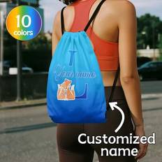 1pc Customized Personalized Name Drawstring Backpack, Customized Initial & Name Drawstring Backpack, Cartoon Element Design, Exclusive Travel Bag, Lig - Multicolor - L,M,S