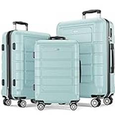 SHOWKOO Resväskeset 3 Expanderbar Hårt Skal Resväska PC+ABS Resa Bagage Lätt Hållbar Hög Kapacitet Bagageset med Dubbla Spinnarhjul TSA-lås, Mint Grön