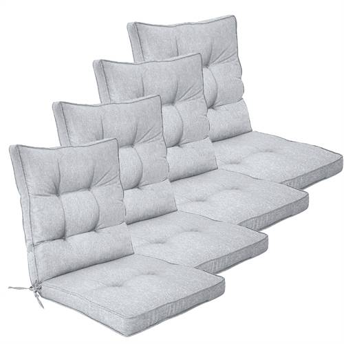 Exklusiv trädgårdskuddpaket till trädgårdsstol 4 st. - Extra mjuka 7 cm tjocka lyxkuddar - Modernt knappdesign grå stolskuddar - UV-skyddade Nordstrand Home kuddar