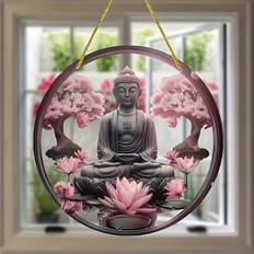 Klassisk Buddha Lotus Akryl Vägghängande Dekorativ Skylt Plaque - Tema Multipurpose Decor För sovrum, Vardagsrum, Uteplats, Bondgård, Trädgård, Fönste - Multifärgad (En-Storlek)
