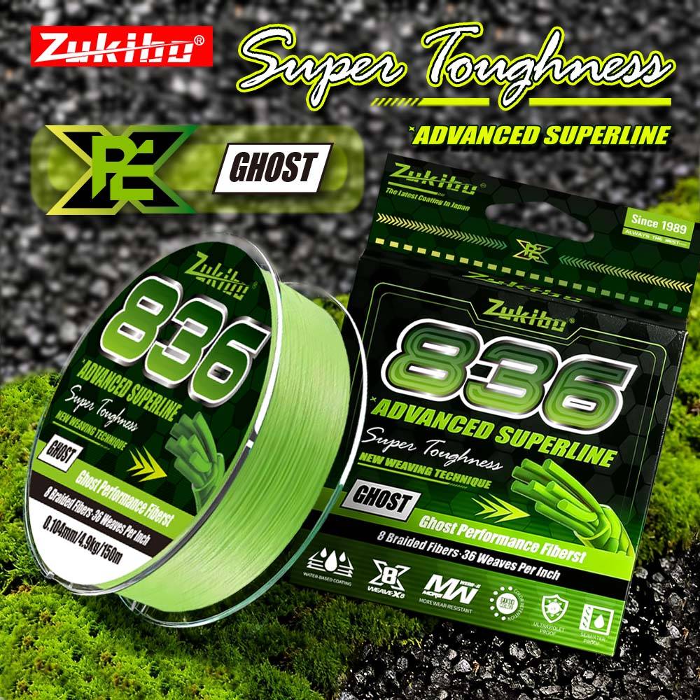 ZUKIBO Ghost 836 High Density Braided Fishing Line 8 Strands Japan Ultra Smooth Multifilament PE Line Abrasion Resistance New