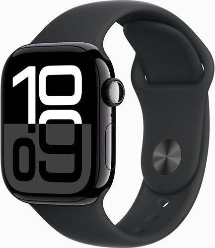 Apple Watch Series 10 Aluminium 42 mm (2024) | GPS + Cellular | diamantsort | Sportsrem S/M | sort