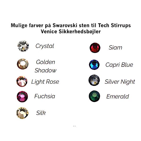 Tech Stirrups Swarovski Sten - Tilvalg til Venice Sikkerhedsbøjler.