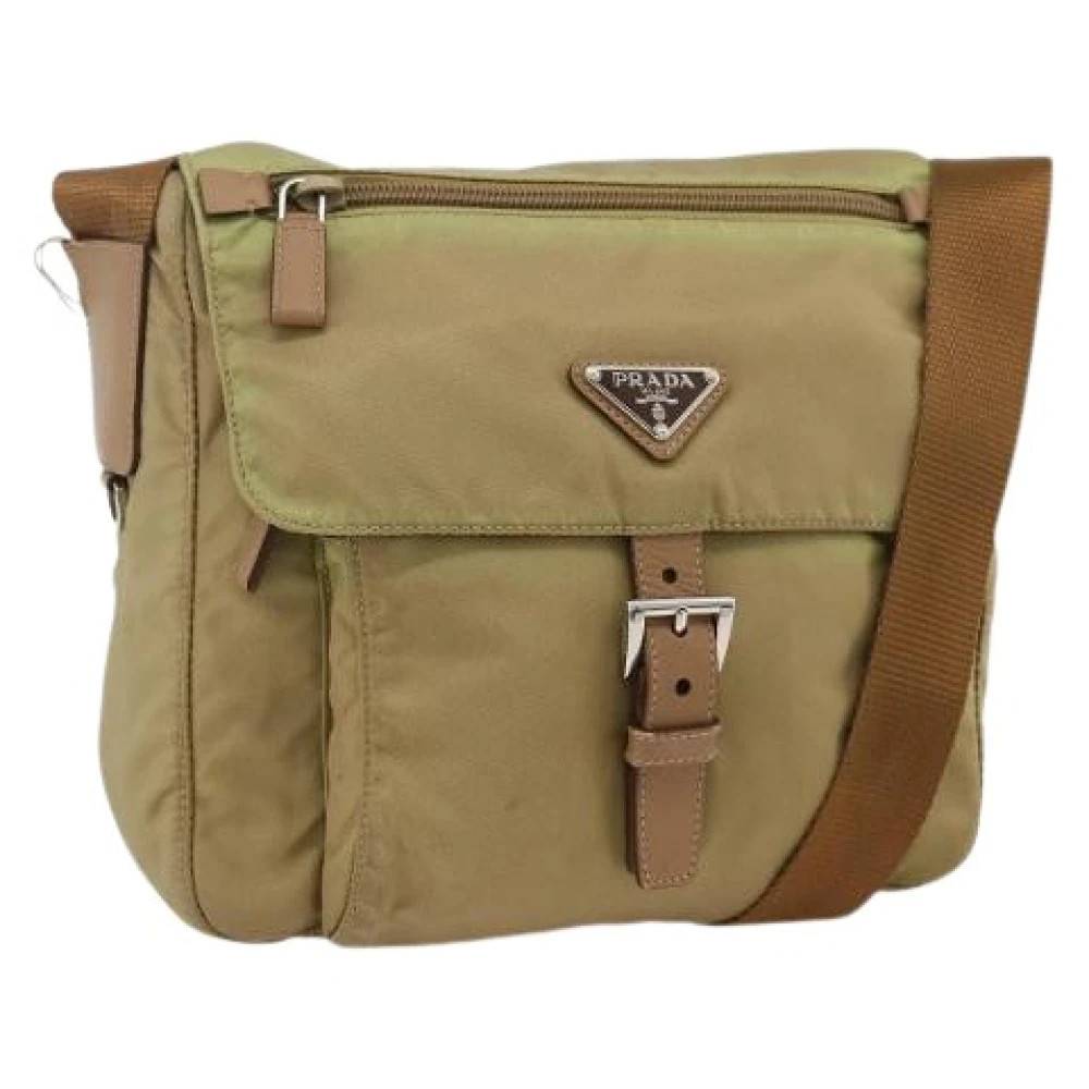 Prada Vintage Pre-owned Vintage Nylon Skuldertaske - Vintage - Dame - Beige - ONE SIZE - Uld