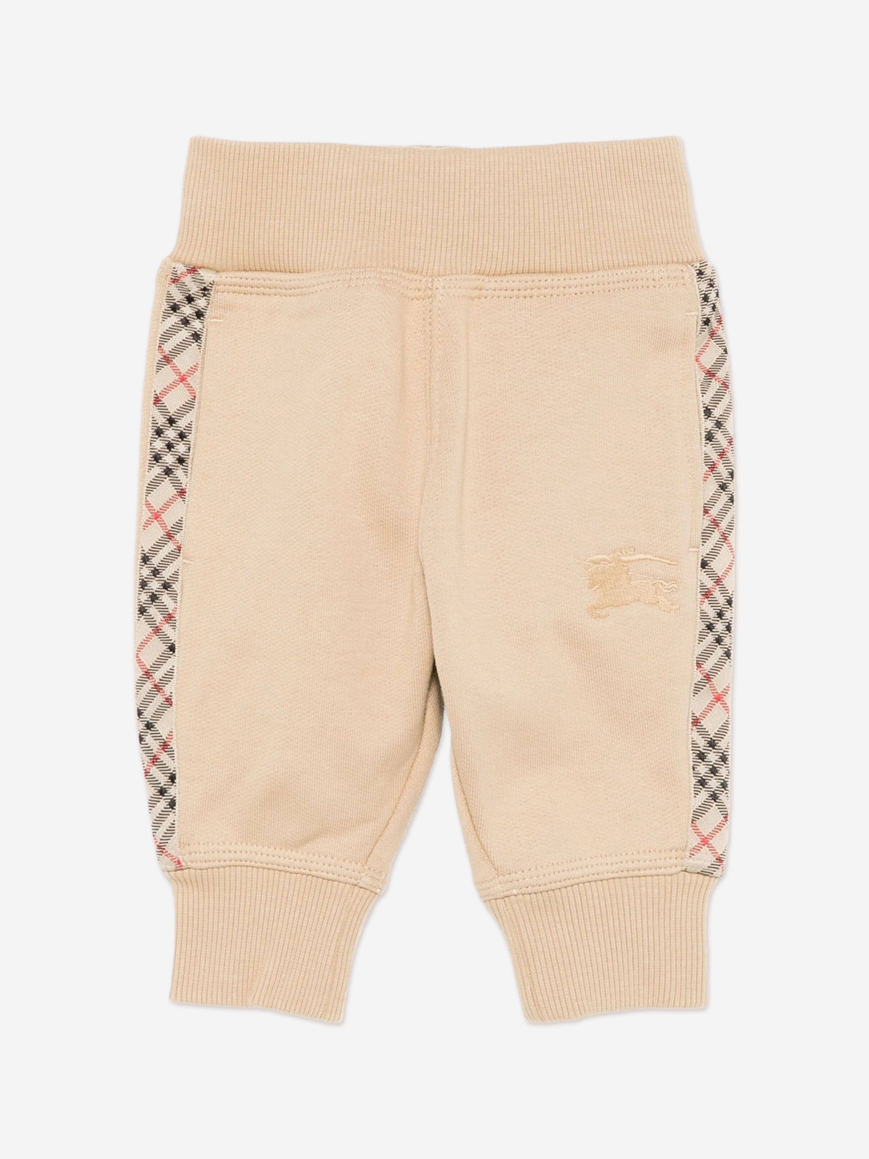 Burberry Baby Boys Mini Jackson Check Tape Joggers in Beige - Beige / 6 Mths (6 Mths)