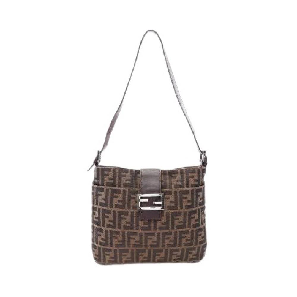 Fendi Vintage Pre-owned Zucca Canvas Leather Shoulder Bag - Vintage - Dame - Brun - ONE SIZE - Uld