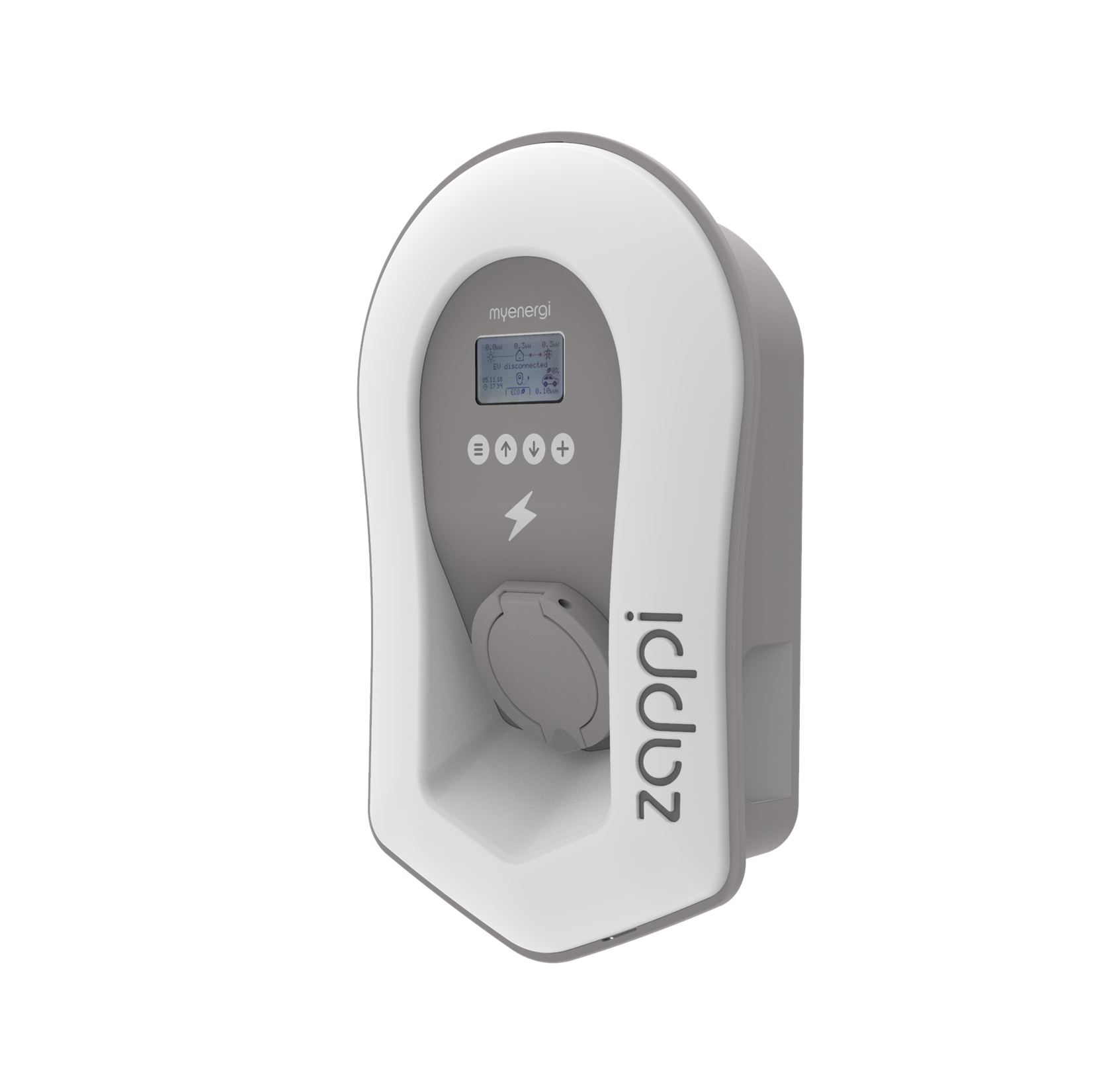 Zappi V2.1 laddbox 22kW vit med uttag typ 2
