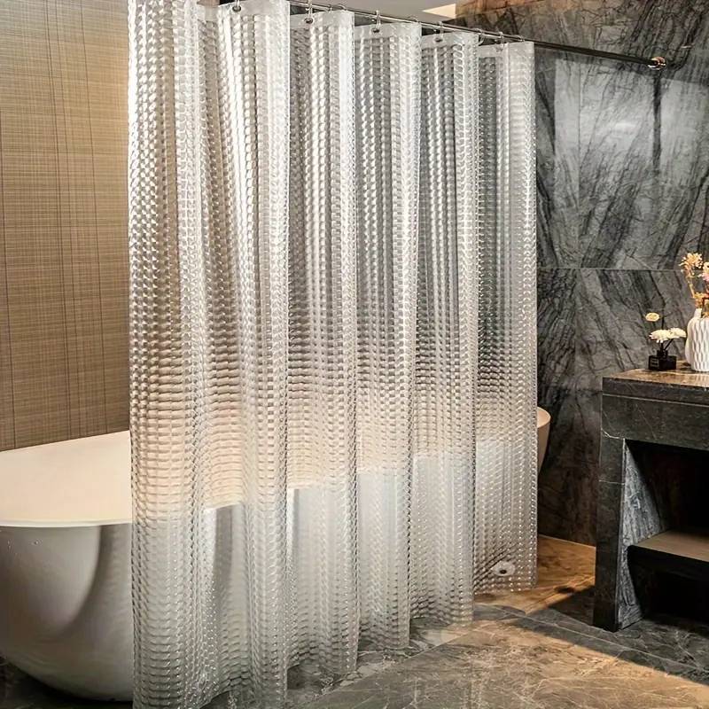 1pc Waterproof Clear Crystal Shower Curtain Liner with Bottom Magnets, Plastic Bathroom Curtain for Bathtubs Bathroom Partitions