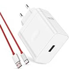 80 W snabbladdare med USB C-kabel 1 m för Oneplus SUPERVOOC Charge, SUPERVOOC nätladdare för Oneplus Nord 2T 3 CE 3 Lite 12 11 10 Pro 9 Pro OPPO Reno11 F Reno8 Lite 8 Pro 10 Pro Find X5 Lite