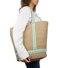 Lovelies Gili SAC DE Plage Fine Cotton Handles - 45 X 40 CM Dam Stl. Axelremsväskor Från Magasin - Spring Green (OS)