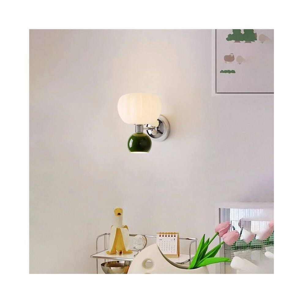 Home Decor Wall Lamps Iron Material Sconce Lightings Modern Soft Style Pumpkin Shape Bedroom Lustres Cream Color