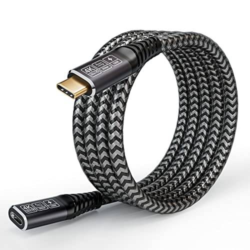 CAKOBLE 3.2Gen2 2M förlängningskabel, 20 Gbps, 100 W/5A, USB C-förlängningssladd hane och hona, kompatibel med USB C 3.2/3.1/3.0, 4K @ 60Hz kabel C, hub/Dell XPS/USB C Charger