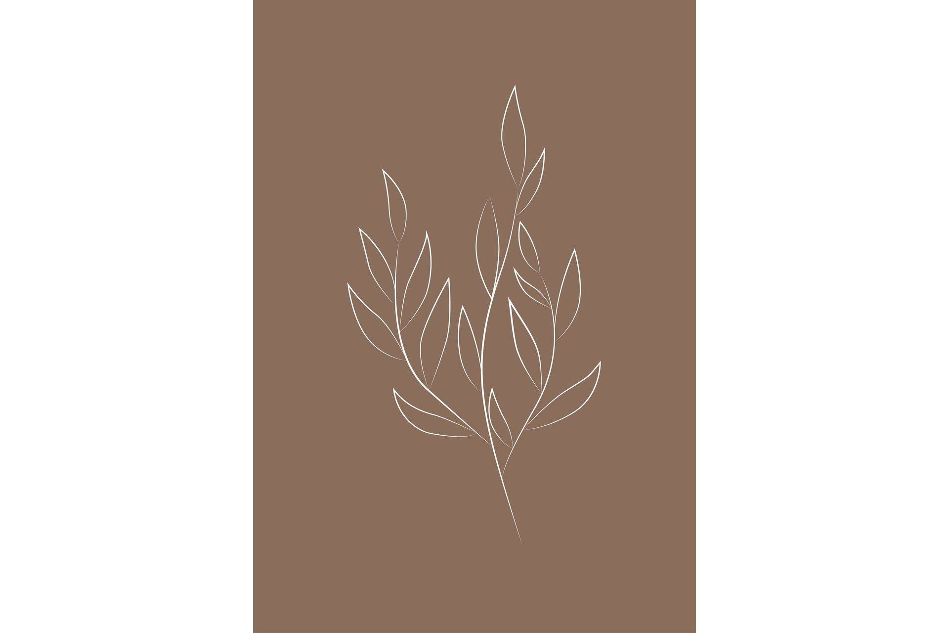 Venture Home Poster Drawed leaf 70x100 cm - Brun Poster & print