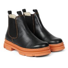 Angulus - Chelsea Støvle m. Elastik og Fór, 7202-403 - Black / Orange - 35