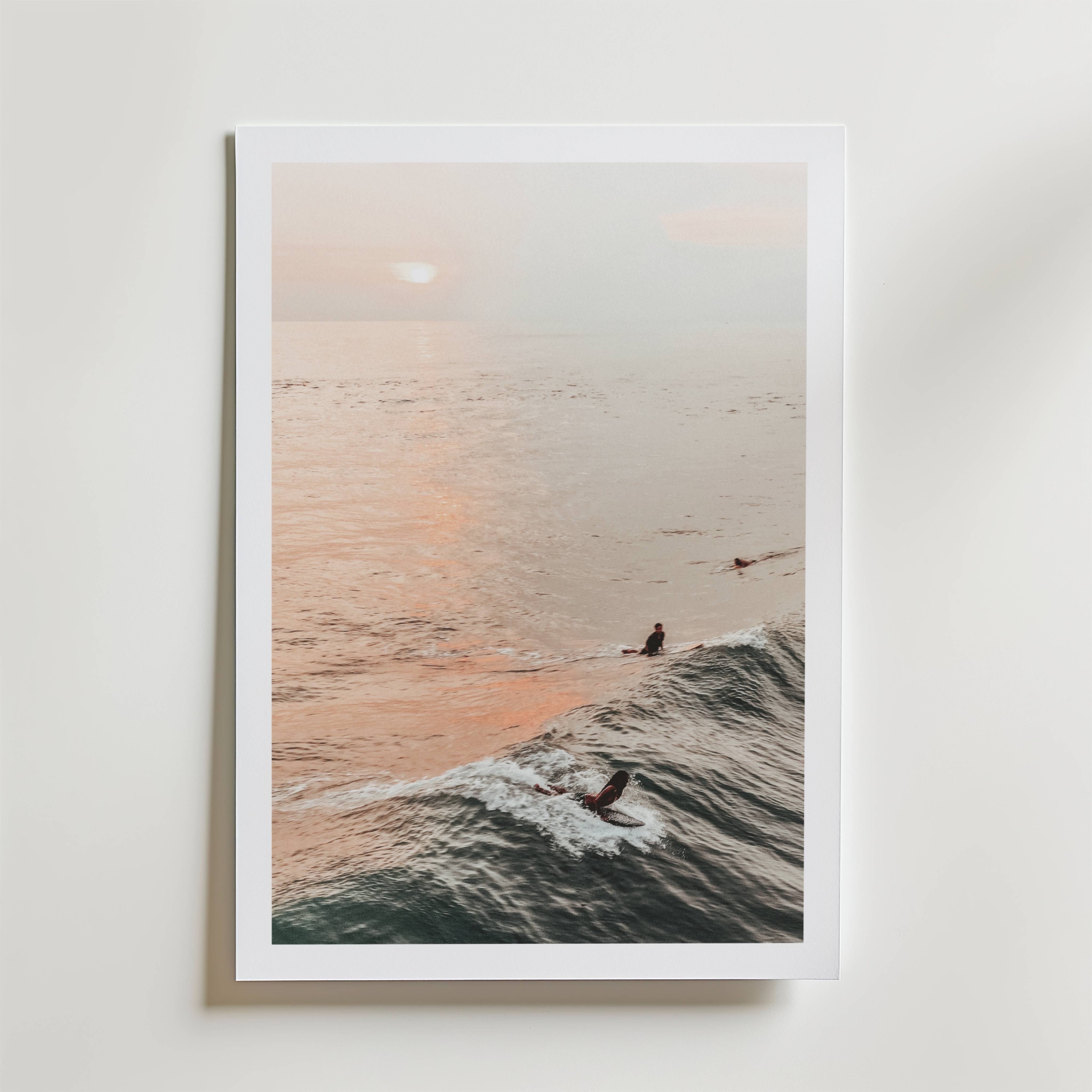 Sunset Wave Riders Poster - Premium Canvas 21x30 cm