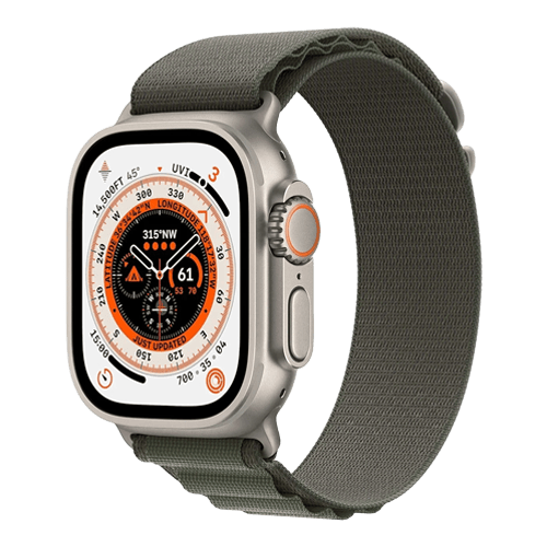 Apple Watch Ultra 2 4G - Titanium/Alpine Loop 49mm / Utmärkt skick / Titanium/grön Alpine Loop