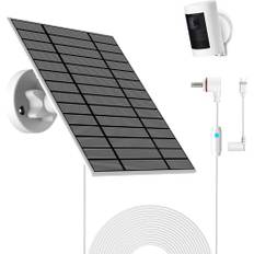 6W Solarpanel kompatibel mit Ring Spotlight Cam Plus/Pro und Stick Up Cam, Solar Ladegerät für Ring Cam mit Leuchtanzeige, 4m Kabel, IP66 Solarpanel, 3,5 mm USB-C und DC Ports.