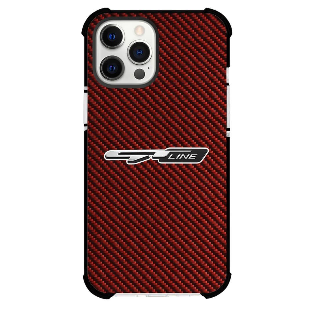 Kia Sportage GT-Line Phone Case For iPhone Samsung Galaxy Pixel OnePlus Vivo Xiaomi Asus Sony Motorola Nokia - Kia Sportage GT-Line Logo On Red Carbon Fiber Background.