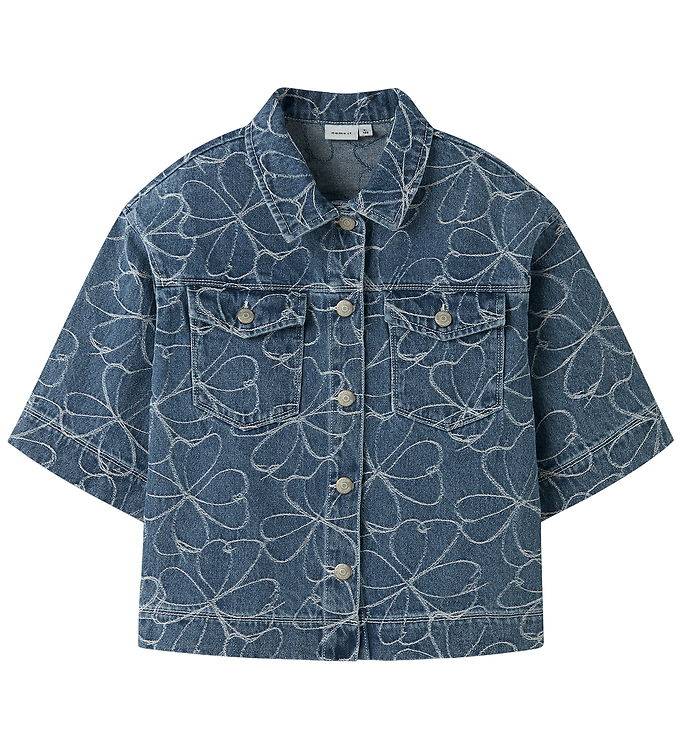 Name It Skjorte - NkfEvelyn - Medium Blue Denim - Name It - 9 år (134) - Skjorte K/Æ