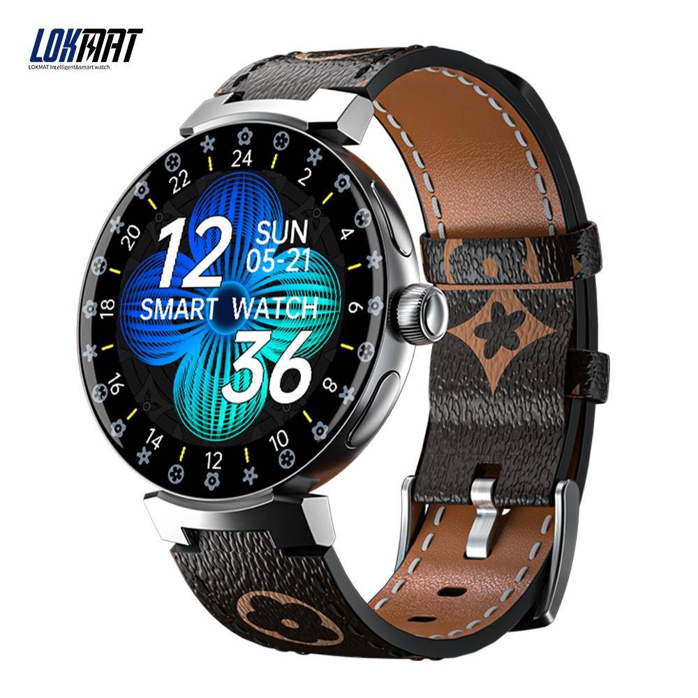 LOKMAT TIME PRO Fashion Smart Watch Roterande nyckel Hel rund pekskärm NFC Smartwatches Bluetooth-samtal för Android Ios-telefon silver