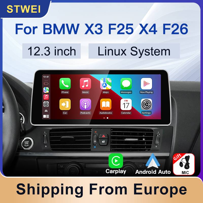 STWEI Linux 12.3 inch Car Stereo For BMW X3 F25 X4 F26 CIC NBT Wireless CarPlay Android Auto Radio Bluetooth Video Multimedia Player