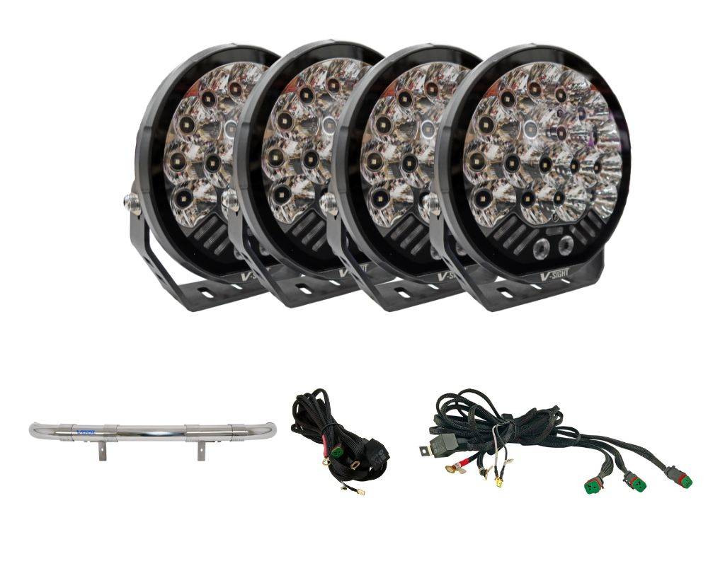 LED-Extraljuspaket 4-Pack V-Sight Roadking 9" med Voolbar och kablage