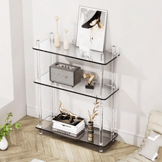 1 st transparent akryl sidobord, enkel montering, platsbesparande design, multifunktionellt nattduksbord lämplig för vardagsrum, sovrum, hall, badrum - Genomskinlig (B,A)