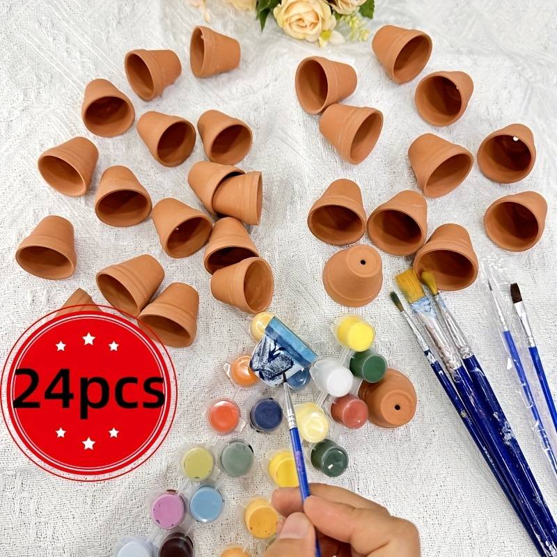 24pcs 1.3 Inch Terracotta Clay Pots Bulk - Small Mini Round Plant Pots With Drainage Holes, Unfinished For Succulent Cactus Herbs Indoor Outdoor Decor, Craft & Nursery Use, Pots For Plants
