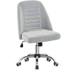 Yaheetech Kontorsstol skrivbordsstol ergonomisk vadderad tyg snurrstol med hjul arbetspall utan armstöd, chefsfåtölj justerbar höjd