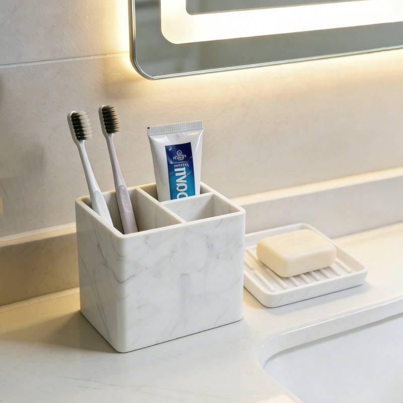 Multifunctional Desktop Storage Toothbrush Storage Box Toiletries Storage Tray Silicone Bathroom Toothbrush Holder Makeup Brush