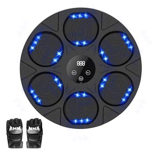 Musikalisk boxningsmaskin för vuxna, musikboxningsmaskin med boxningshandskar, väggmonterad LED-musikboxning med Bluetooth, intelligent beatpunch-boxning, smart räkning, för vuxna och barn