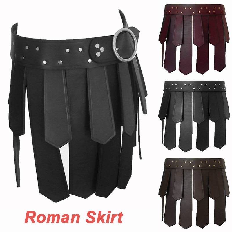 Men Women Ancient Roman Legion Gladiator Battle Belt Skirt  Steampunk PU Leather Armor Medieval Greek LARP Cosplay Costume