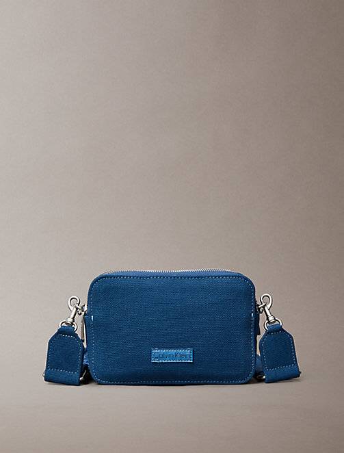 Canvas Crossbody Camera Bag - Blue - One Size