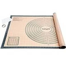 Lazymi Tjockt Bakunderlägg Silikon Stort 91 x 61 cm, Non-Stick Bakmatta, Halkfri Degmatta, Utrullningsmatta, Arbetsmatta med Mätning, Silikonmatta, Bakning för Fondant, Pizza, Bröd Matta(Grå)