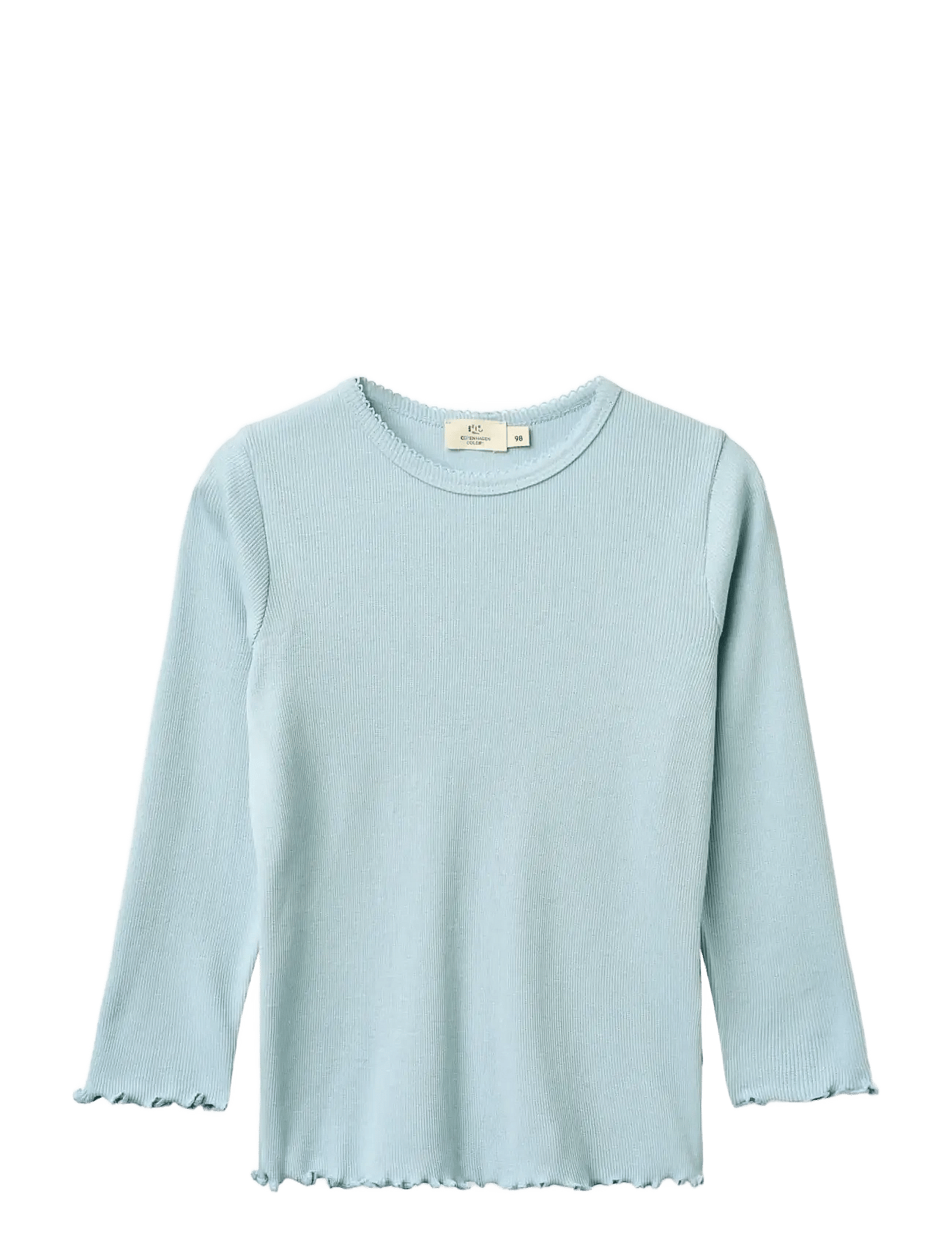 Copenhagen Colors Modal Rib Ls Tee W. Picot - Blue - 116