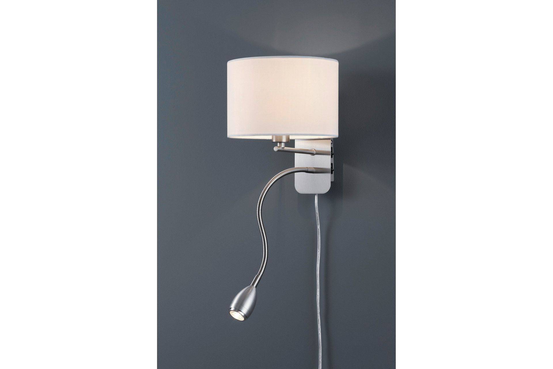 Trio Lighting Hotel Vägglampa med läslampa E14 + LED vit - Vit